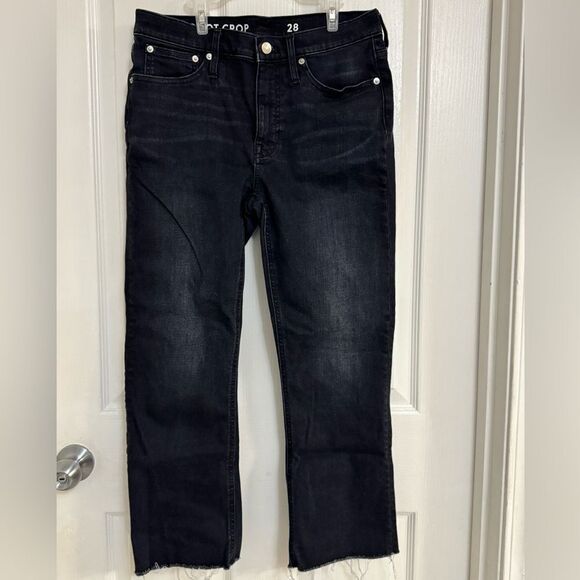 J.Crew Billie Demi Boot Crop Jeans Women’s Size 28 Black Raw Hem Style BK644 - Picture 2 of 10